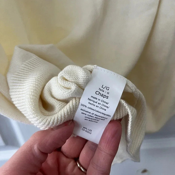 NWT Chaps Mens White V Neck Sleeveless Knitted Pullover Vest Sweater Size L - Picture 5 of 5